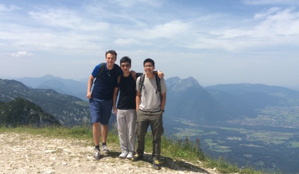 Teepakorn (first from right), with his fellow classmates who are also at TUM working on their thesis, exploring the Bavarian alps